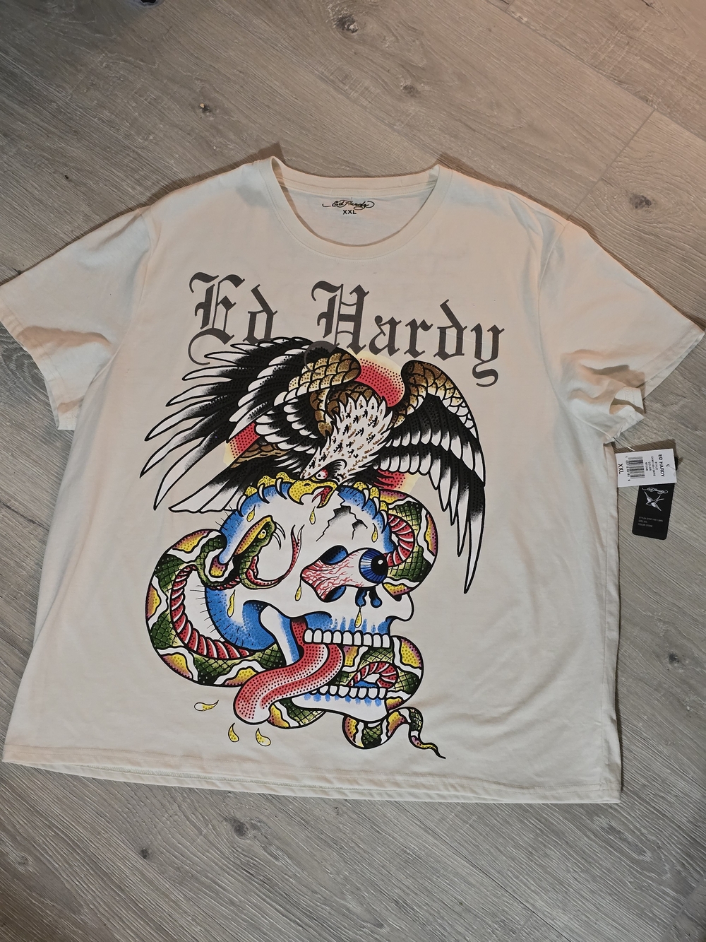 Ed Hardy Eagle Skull Rhinestone Graphic Tee XXL NWT
